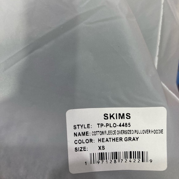 NEW! SKIMS Oversized Cotton Fleece Pullover Hoodie Heather Gray Sz XSmall, Small - Picture 6 of 9
